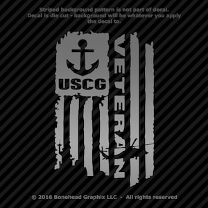 Military Veteran CG Distressed Flag Vinyl Decal Combat Veteran Window Sticker