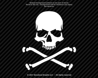 Skull and Bones Jolly Roger Vinyl Decal Window Sticker - 25 Colors