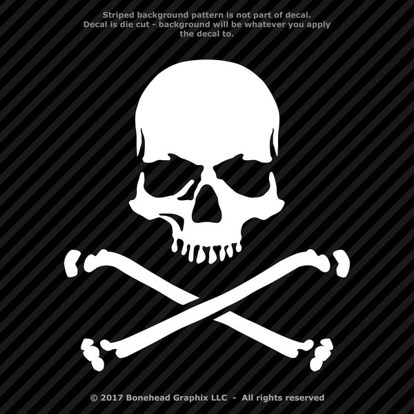 Skull and Bones Jolly Roger Vinyl Decal Window Sticker - 25 Colors