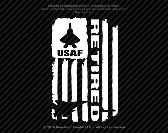 Military Retired AFR Distressed Flag M-L Vinyl Decal Combat Veteran Window Sticker