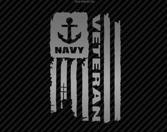 Military Veteran NV Distressed Flag Vinyl Decal Combat Veteran Window Sticker