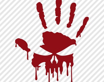 Bloody Skull Hand Print Vinyl Decal Sticker Walking Dead Punisher - 25 Colors