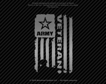 Military Veteran AV Distressed Flag M-L Vinyl Decal Combat Veteran Window Sticker