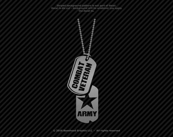 Military Combat Veteran AV Dog Tag Vinyl Decal Combat Veteran Window Sticker - 25 Colors