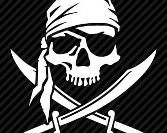 Pirate Skull and Blades Jolly Roger Vinyl Decal