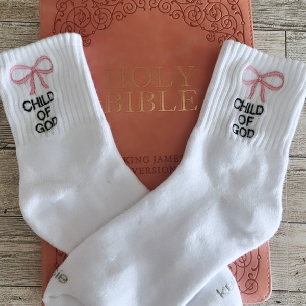 Embroidered Dainty Bow Crew Socks || Coquette Crew Socks || Embroidered Socks || Christian Socks || Christian apparel