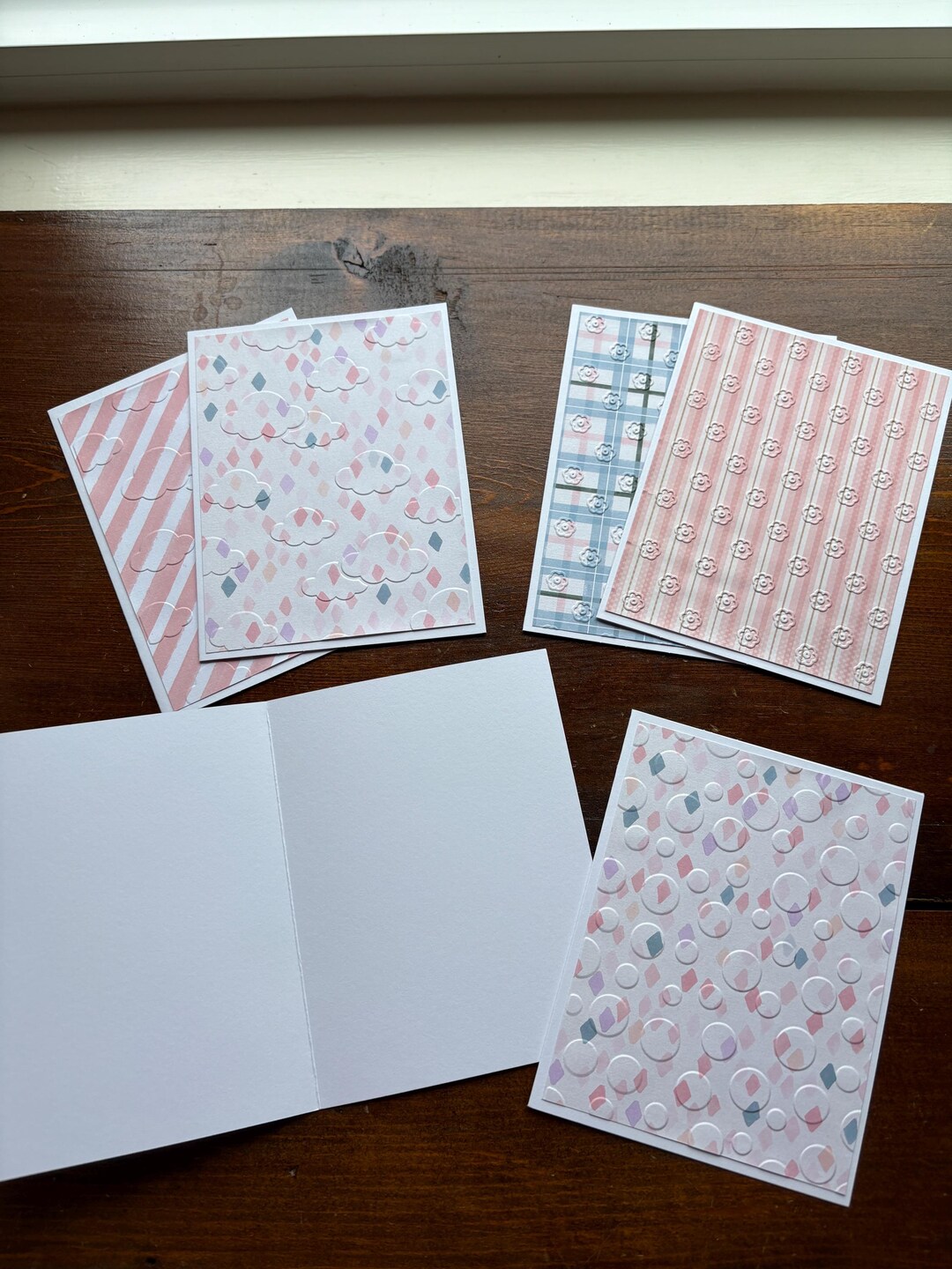 6 Embossed Blank Note Cards, Stationary Greeting Cards - Etsy