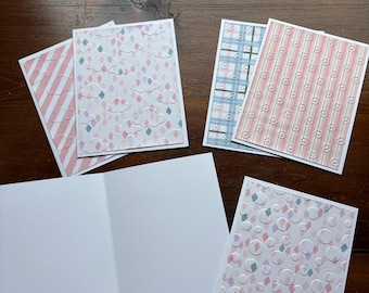 6 tarjetas de felicitación en blanco con relieve, artículos de papelería.