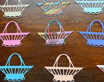 12 troqueles de cesta de Pascua para decorar tarjetas, colores variados