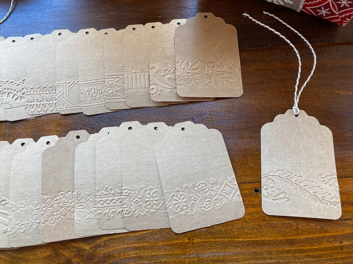 20 Embossed Kraft Cardstock Gift Tags Present Tags Price Tags - Etsy