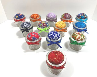 Sewing Notion, Pin Cushion, Mason Jar Pin Storage, Pincushion, Needle Storage, Quilting Storage, Sewing Storage, Storage Jar You Choose