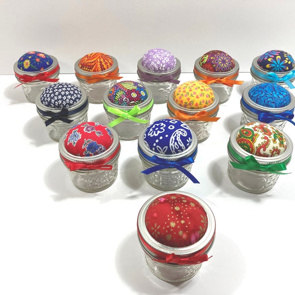 Sewing Notion, Pin Cushion, Mason Jar Pin Storage, Pincushion, Needle Storage, Quilting Storage, Sewing Storage, Storage Jar You Choose