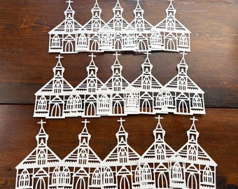 15 adornos troquelados para tarjetas de iglesia