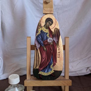 Saint Archangel Michael Handmade Christian Orthodox Icon, Small Religious Gift for Travel Wall Hanging Authentic Bulgarian Iconography Art