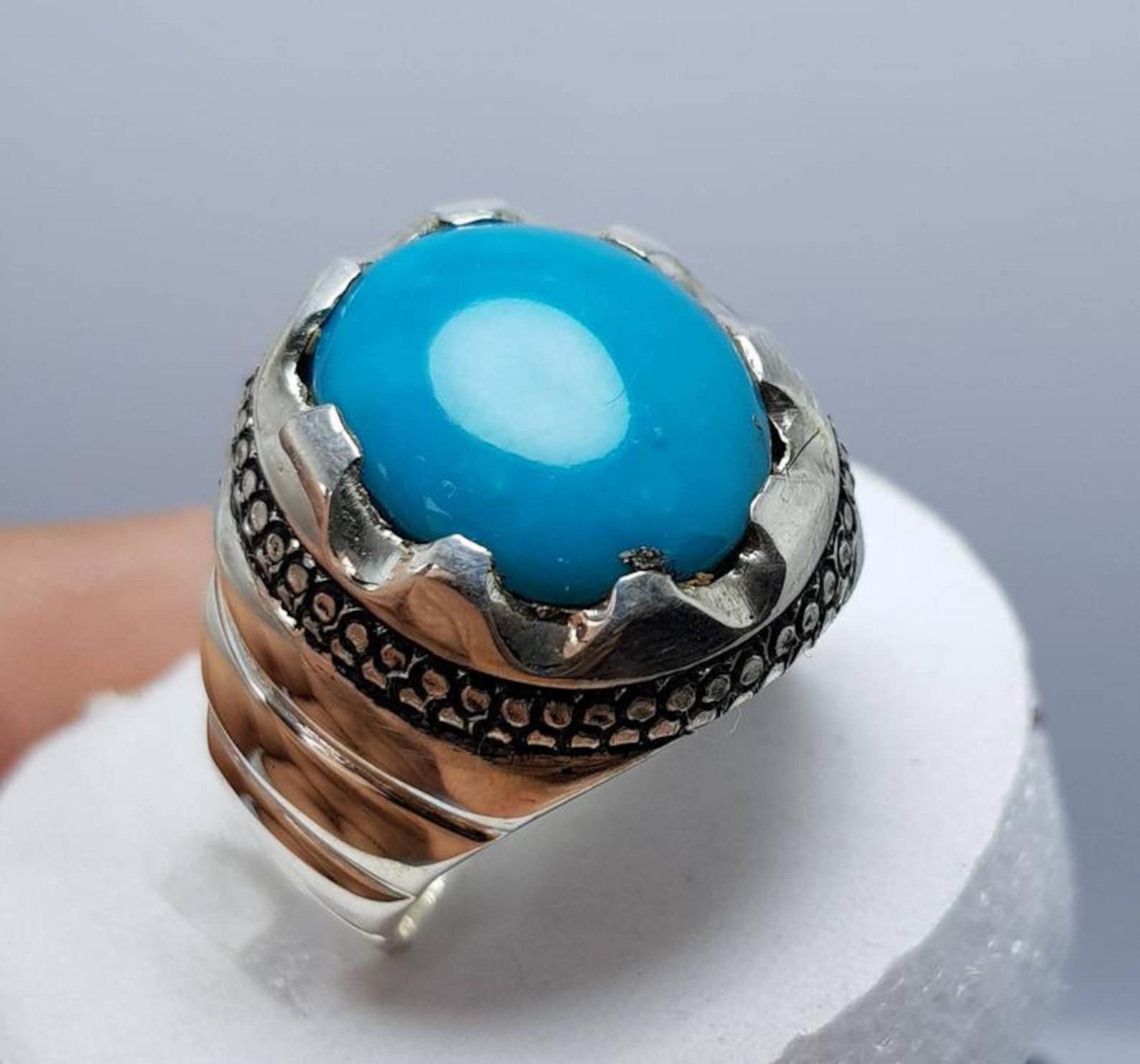 Natural Feroza Stone Ring Original Feroza Turquoise Ring | Etsy