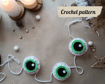 Eyes Garland Crochet Pattern,amigurumi crochet pattern Halloween decoration