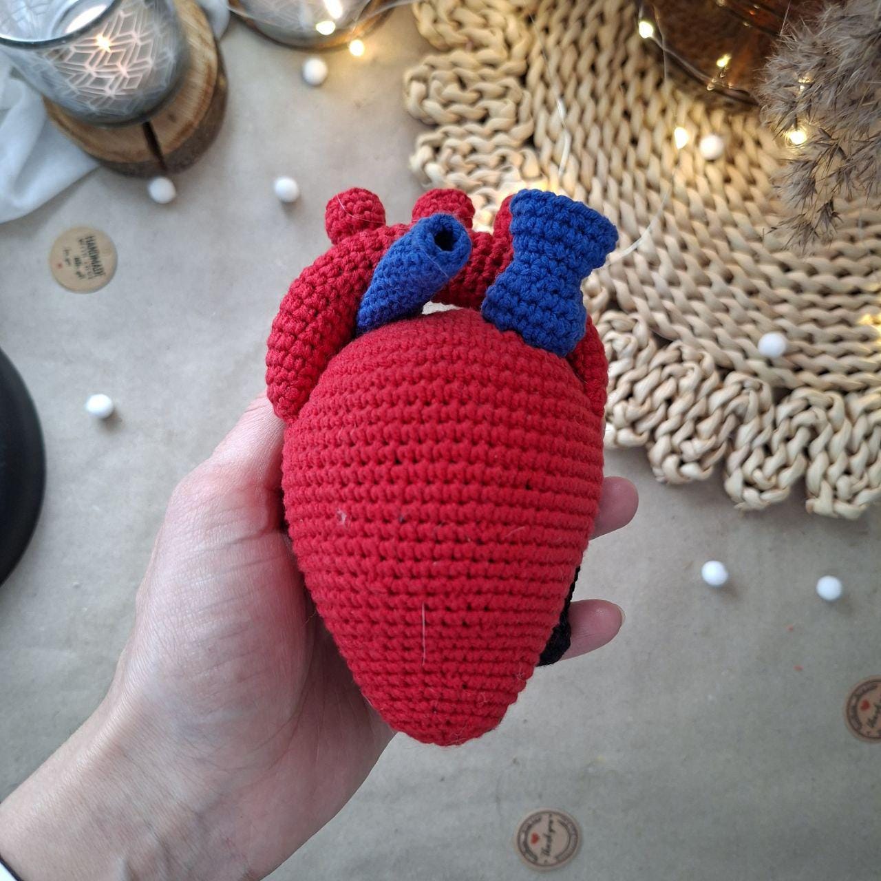 Anatomical Heart Plush Toy, Crochet Human Heart, Handmade Medical