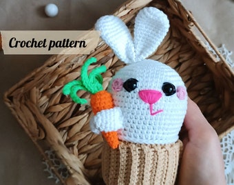 Crochet pattern bunny cupcake, easter crochet pattern, easter bunny, bunny cupcake amigurumi, crochet bunny cupcake