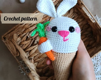 Crochet pattern bunny ice cream, crochet ice cream, crochet bunny, easy crochet pattern. crochet rabbit, crochet food, crochet toy