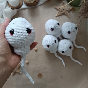 Crochet Sperm Plush Toy, Handmade Anatomy Doll, Reproductive System Model, Biology Gift, Unique Medical Decor