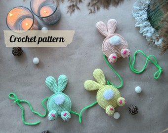Crochet pattern PDF Easter garland bunny, amigurumi crochet pattern Easter decoration