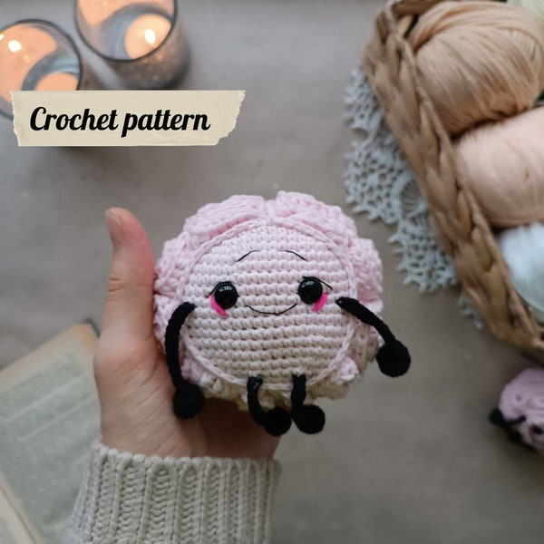 Crochet pattern brain model, amigurumi brain, anatomical brain crochet pattern, crochet body pats, gift for doctor or joke gift