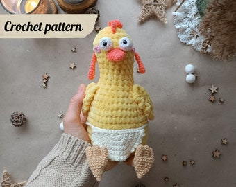 Crochet pattern Easter chicken, amigurumi Easter chicken, Easter crochet pattern
