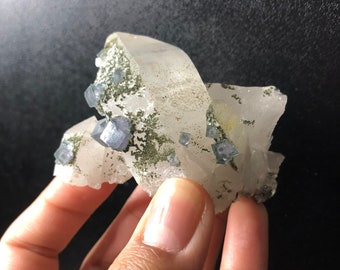 Quartz Cluster with Fluorite Cubes