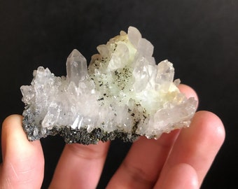 Quartz Cluster with Prehnite