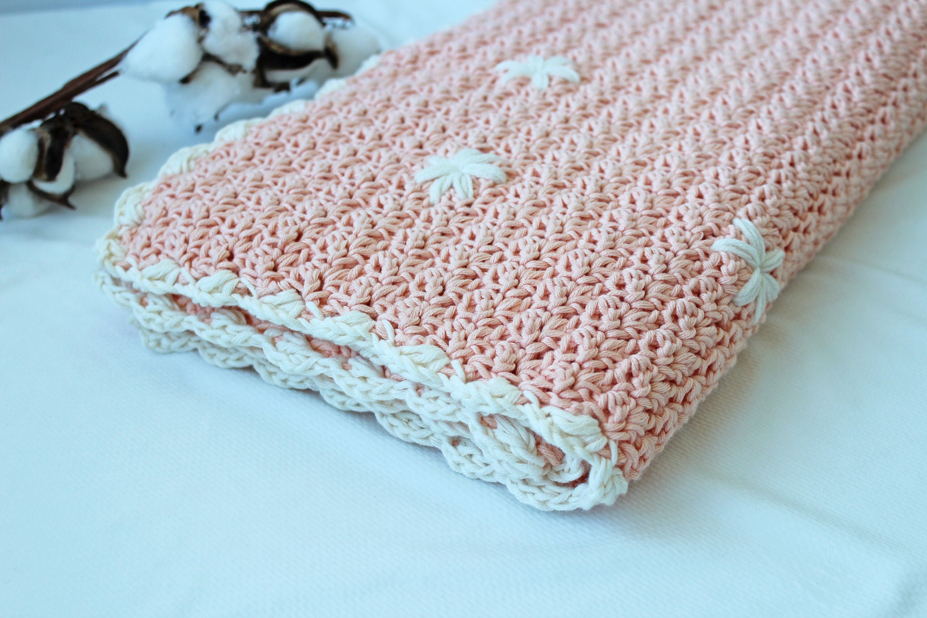 Cotton baby girl blanket embroidered blanket for baby girl Etsy