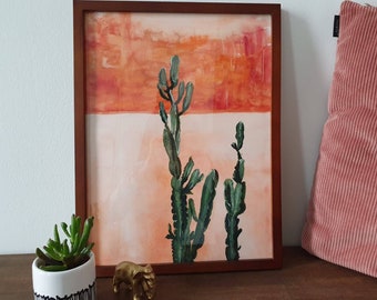 Beautiful Mexican poster cactus | Motif 1 | in orange/yellow-blue/pink/beige brown | special interior | Home decor