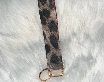 Leopard Faux Leather Keyfob