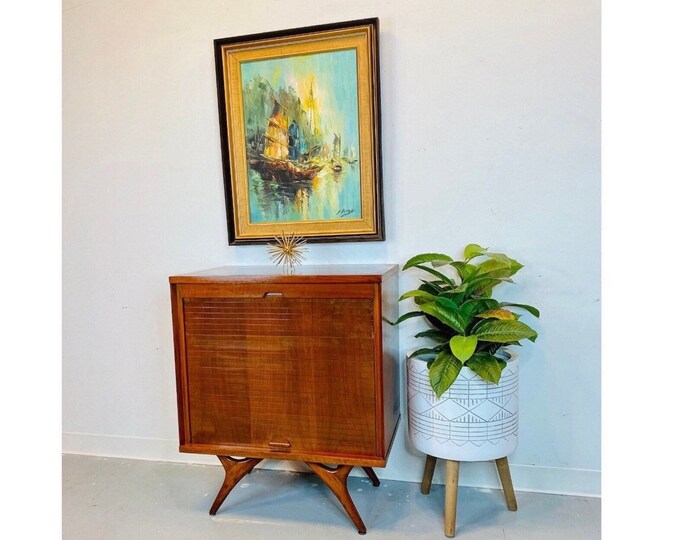 Mid Century Modern Tambour Bar Danish Modern MCM