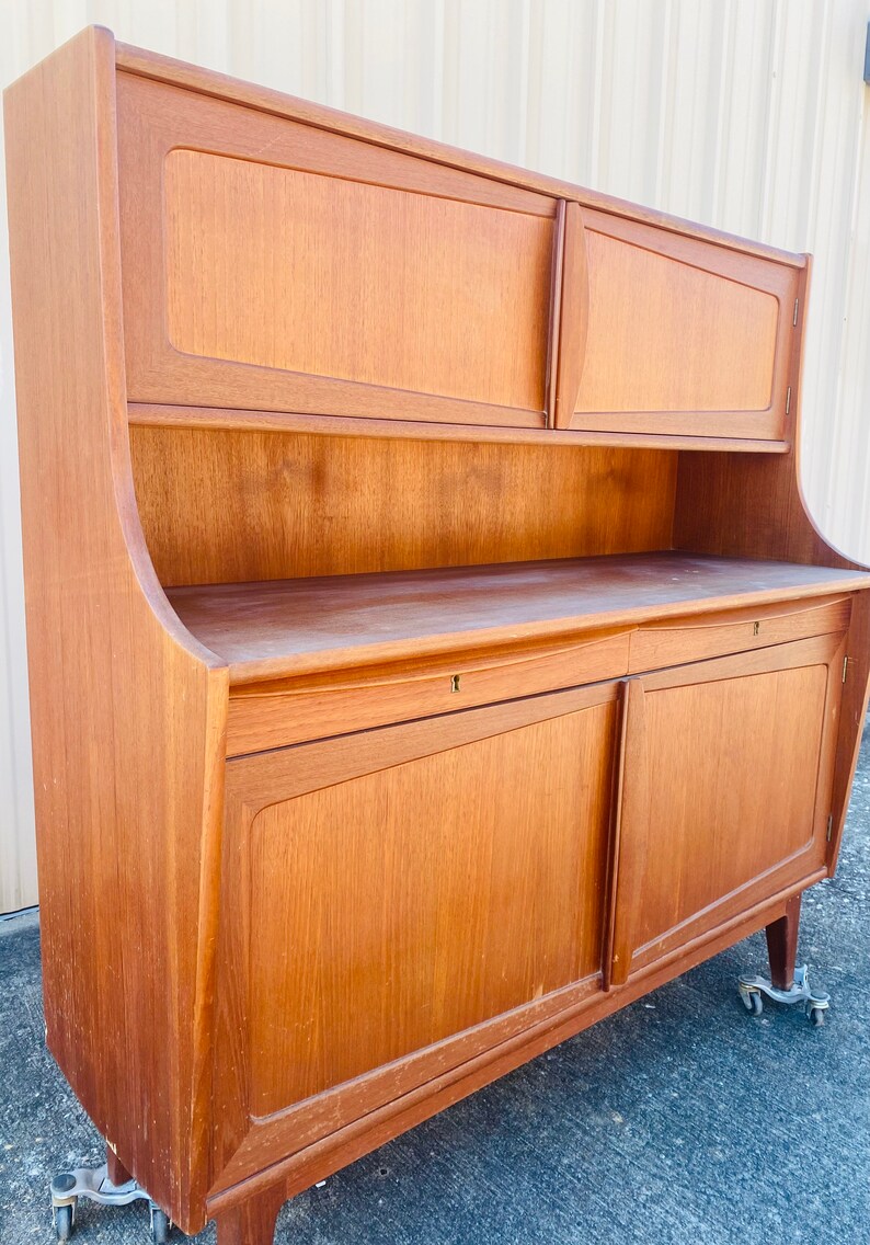 Mid Century Teak Hutch MCM Danish Teak Buffet Boho Dining Etsy