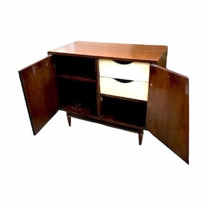 Mid Century American of Martinsville Dania Walnut Bar Cart, MCM Dania Collection Bar Cabinet, American of Martinsville Buffet, MCM Bar image 2