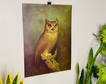 MCM 1977 The Owl By Rippel Art Image Inc Lithograph No 261, Mid Century Lithograph, Rippel Litho, Brutalist Art, Mid Century Art Painting
