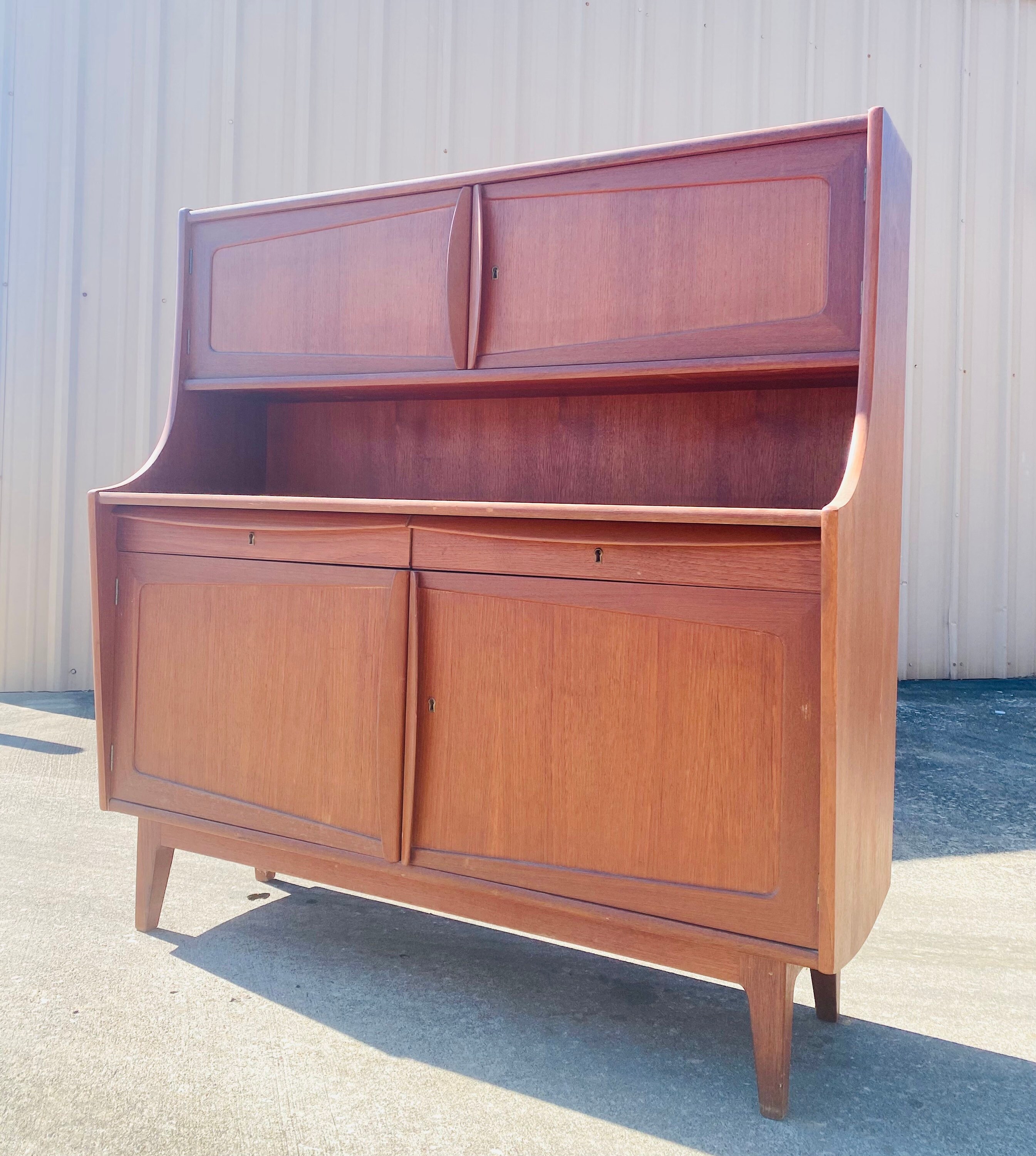 Mid Century Teak Hutch MCM Danish Teak Buffet Boho Dining Etsy
