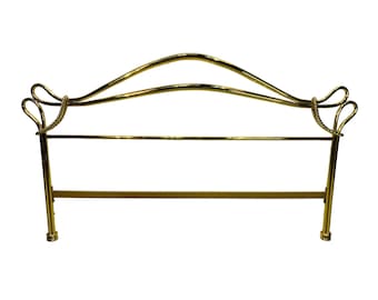 1980s Revival Art Deco Tubular Brass Italian Bed Headboard in the Style of Luciano Frigerio