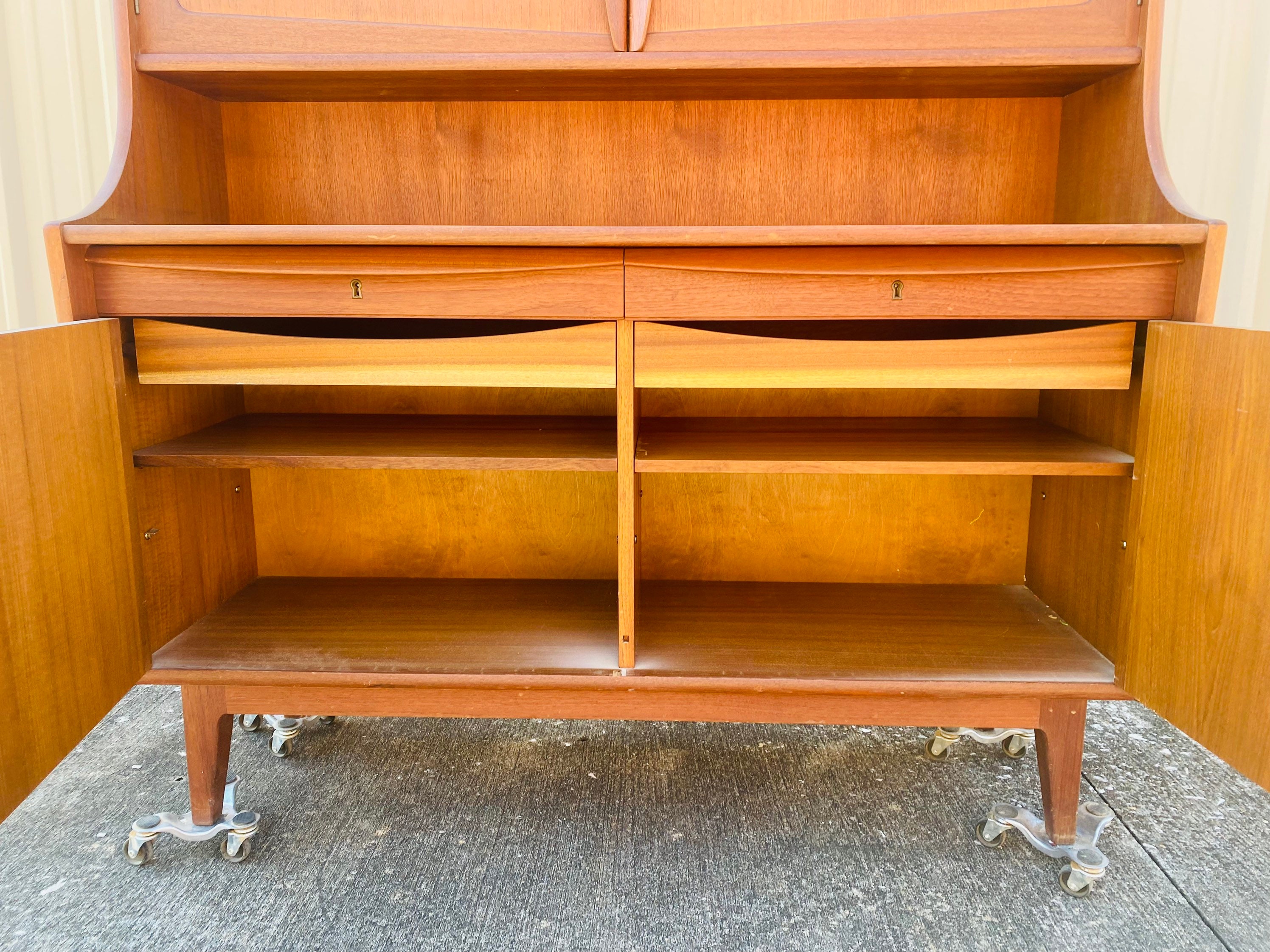 Mid Century Teak Hutch MCM Danish Teak Buffet Boho Dining Etsy