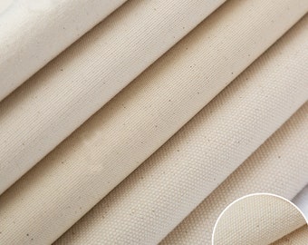 Lona de algodón, tela de lona 100% algodón, tela de bolsos, artesanía, tela de tapicería, material vegano ecológico sin blanquear. Teñible, cortado a medida