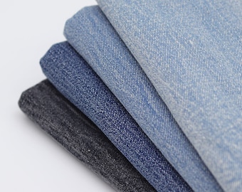 Washed Denim Fabric, Heavy Weight Denim, 100% Cotton Denim Fabric, Soft Denim, Sewing Fabric, Clothes Fabric, By The Half Yard