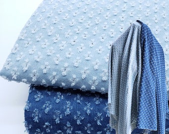 Hole Denim Fabric, Washed Denim Fabric, Ripped Denim Fabric, Retro Denim Fabric, Blue Denim Fabric, Jeans Fabric, By The Half Yard
