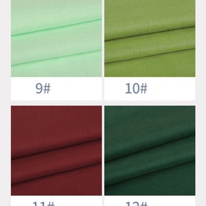 May include: Four fabric swatches, each displaying a different colour and texture. The swatches are labelled 9#, 10#, 11#, and 12#.