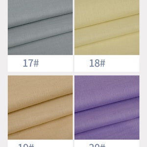 May include: Four fabric swatches in different colours: light blue, light yellow, beige, and light purple. Each swatch is labelled with a number: 17#, 18#, 19#, and 20#.