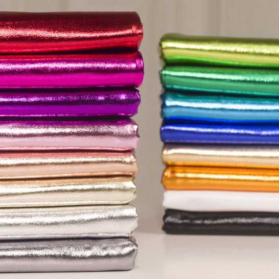 Colorful Shiny All Over Foil on Stretch Lightweight Knit Jersey Polyester Spandex Fabric, Apparel Fabric, Sequined Fabric, By the Yard