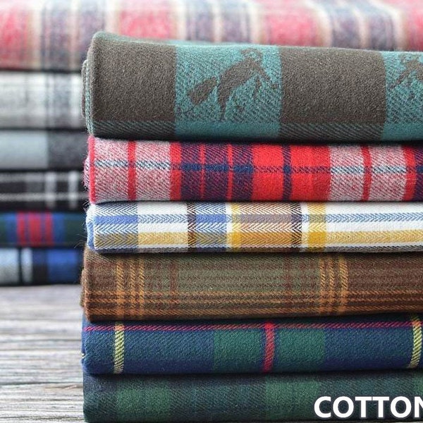Japanese Cotton Fabric, Plaid Fabric, Soft Fabric, Quilting Fabric, Sewing Fabric,Crafting Fabric, Flannel Cotton Fabric, By The Half Yard