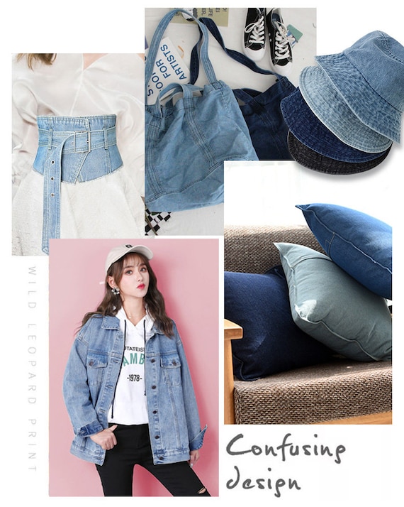 Heavy Denim Fabric, Thick Washed Denim Fabric, 100% Cotton