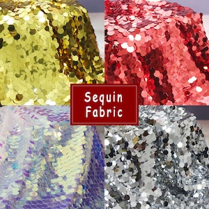 Large Sequin Fabric, Sequin Backdrop, Net Gauze Bottom, Fish Scale Sequin Fabric, Shiny Fabric, Dress Fabric, 18mm Sequin, By The Half Yard