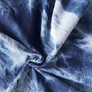 Heavy Weight Denim Tie Dye Fabric, Washed Denim Fabric, Cotton Denim, Thick Denim,  Blue Denim, Soft Denim, Jeans Fabric, By The Half Yard