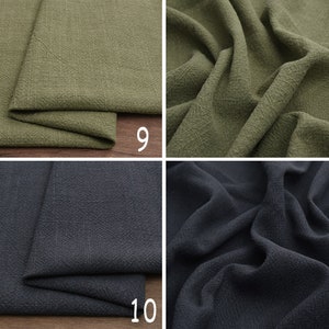 May include: Close-up of two fabric swatches. The top swatch is a dark green, textured fabric. The bottom swatch is a dark grey, textured fabric. The swatches are labelled with the numbers 9 and 10.